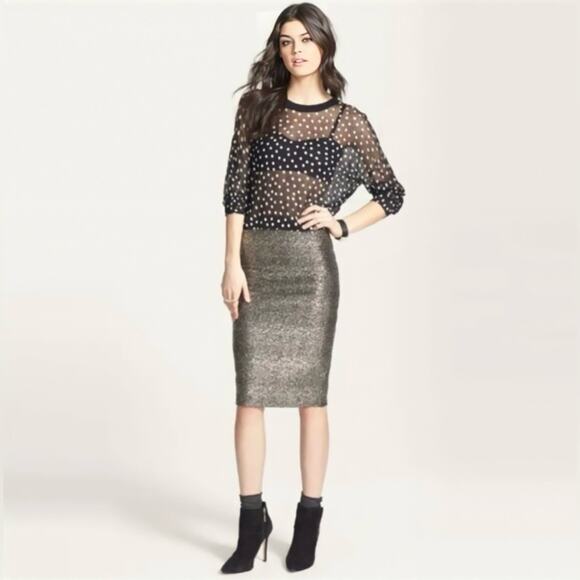 ๐ NWT June & Hudson High Waisted Pencil Skirt Sparkle Shiny Shimmer Party Large - Picture 3 of 15